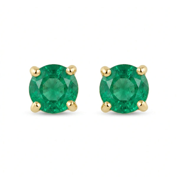 Puces d'oreilles émeraude taille ronde en or blanc