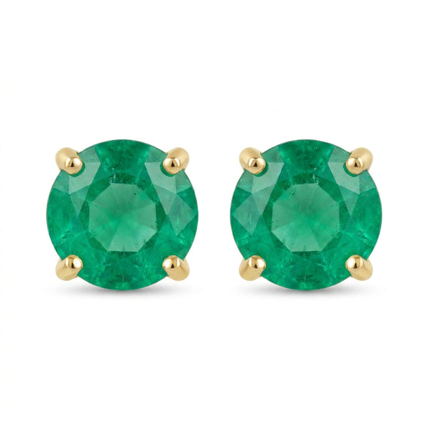 Puces d'oreilles émeraude taille ronde en or blanc