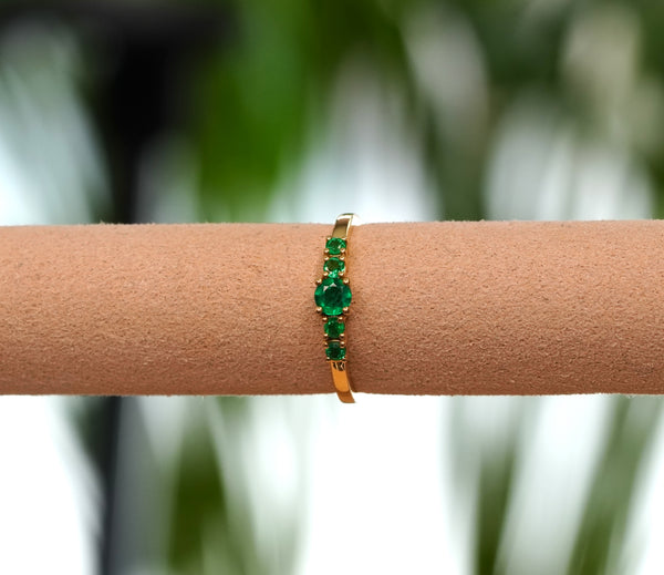 Bague cinq pierres émeraude en chute
