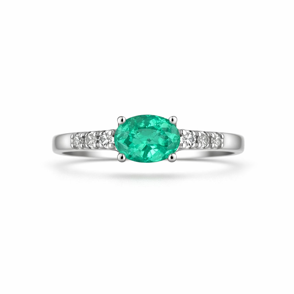 Bague Émeraude Ovale Cœur Caché