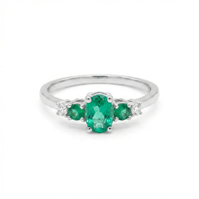 Symphony of Emeralds and Diamonds Ring