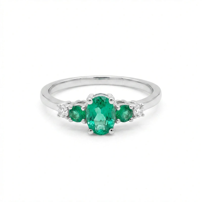 Symphony of Emeralds and Diamonds Ring