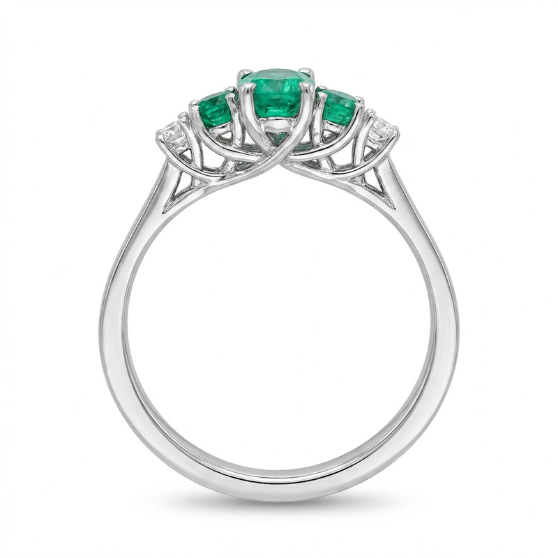 Symphony of Emeralds and Diamonds Ring