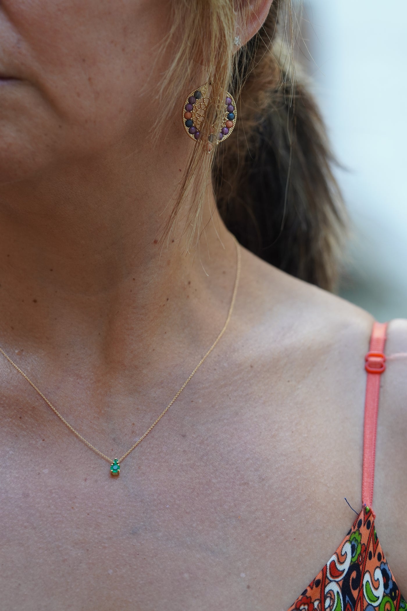 Pendentif deux pierres en goutte émeraude