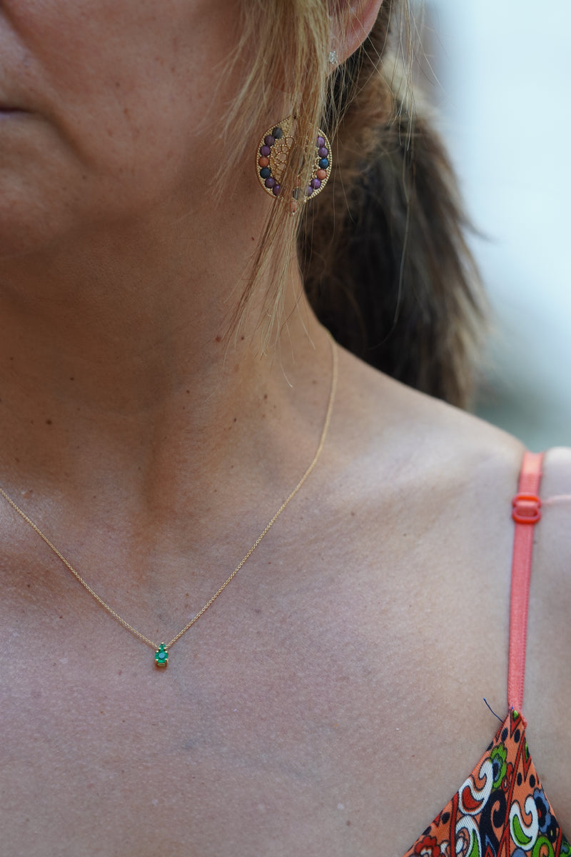 Pendentif deux pierres en goutte émeraude