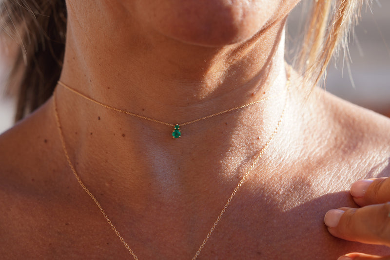 Pendentif deux pierres en goutte émeraude