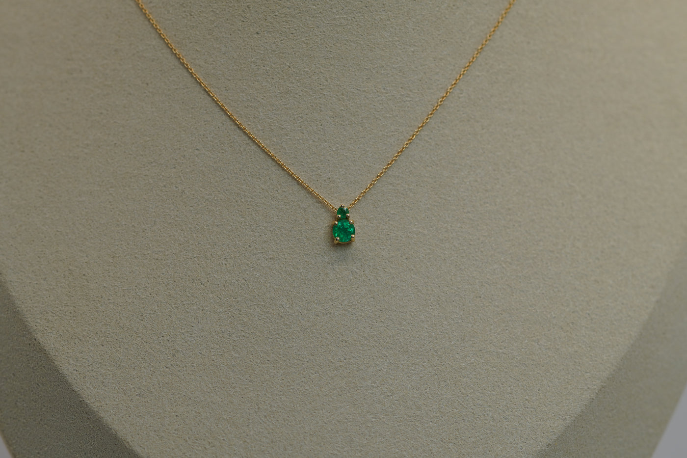 Emerald Two-Stone Drop Pendant