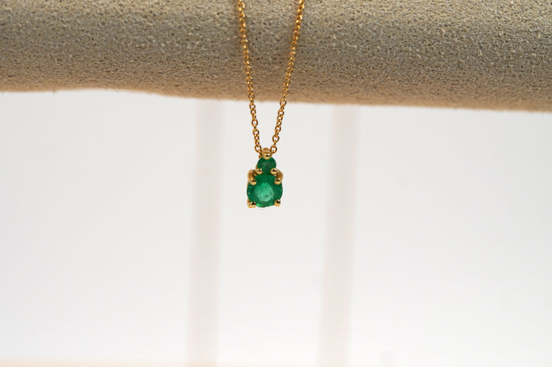 Pendentif deux pierres en goutte émeraude