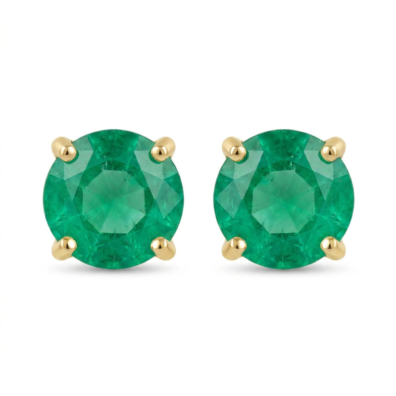Puces d'oreilles émeraude taille ronde en or blanc
