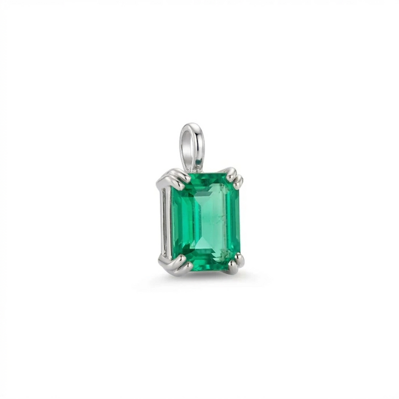Pendentif Solitaire en Or Taille Émeraude