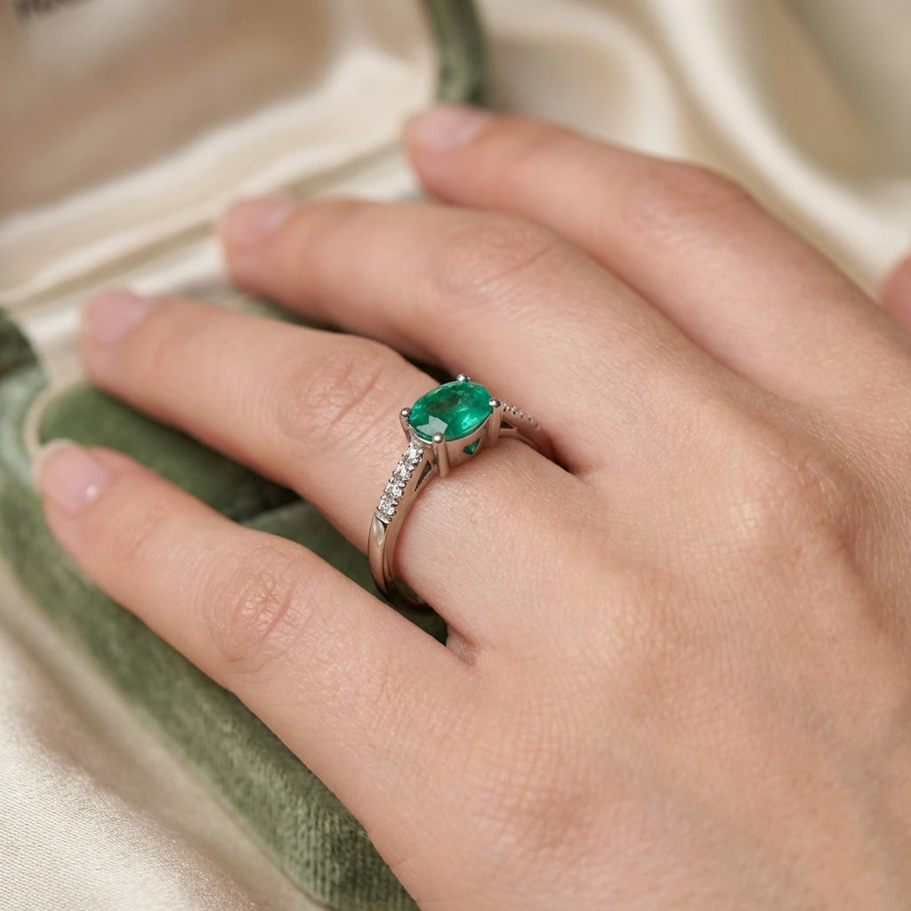Hidden Heart Oval Emerald Ring