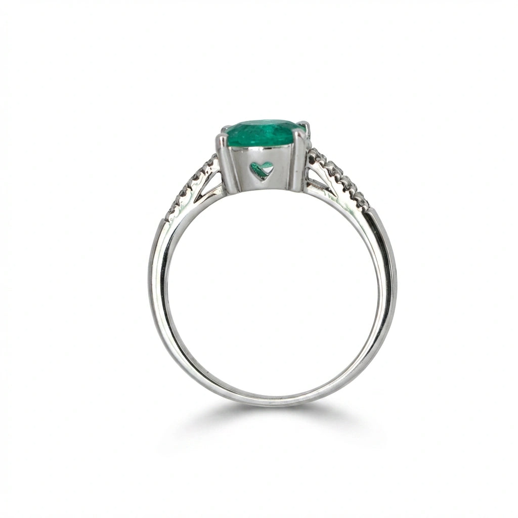 Hidden Heart Oval Emerald Ring