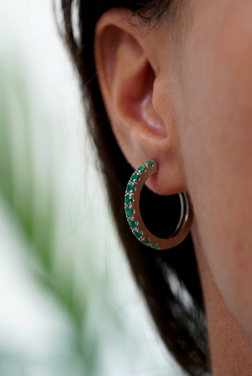 Emerald Eternity Hoop Earrings