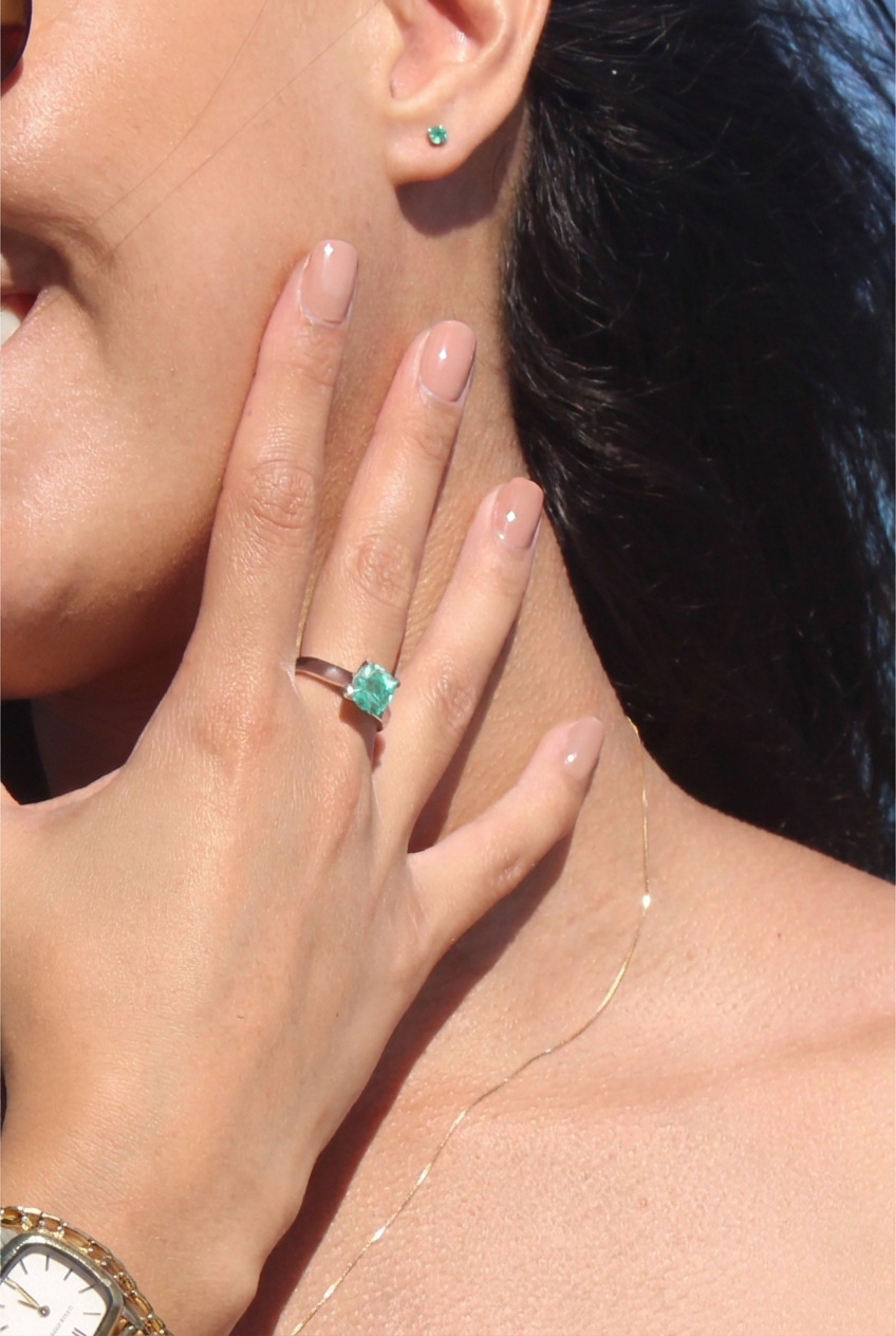 Green Cushion Ring