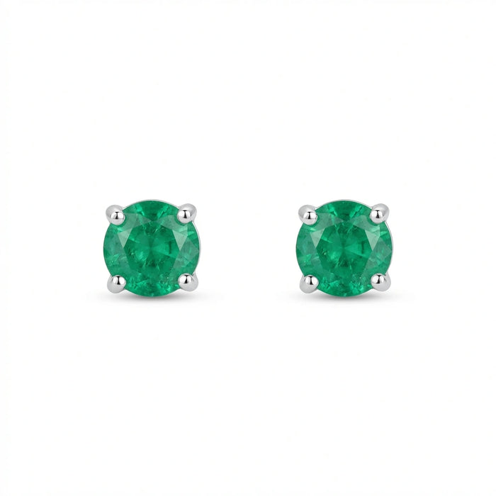 Pendientes de Esmeralda de Talla Redonda en Oro Blanco