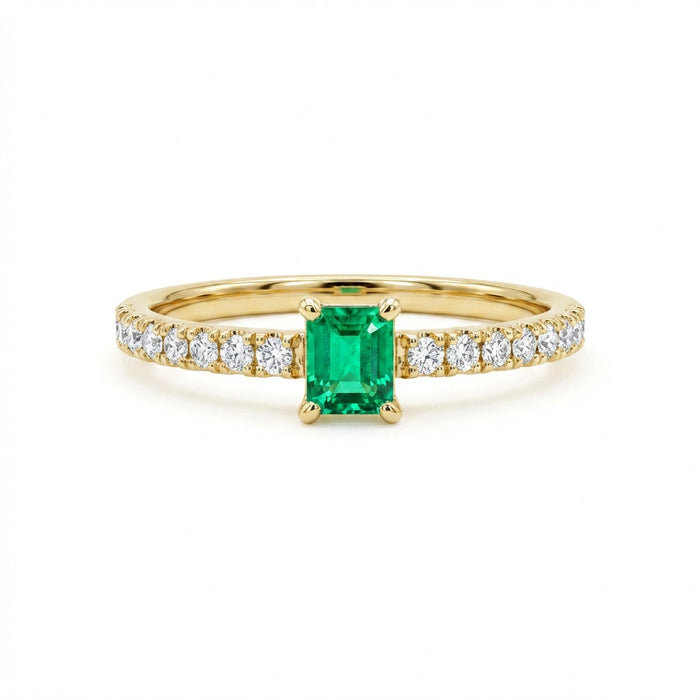 Golden Radiance Emerald Ring