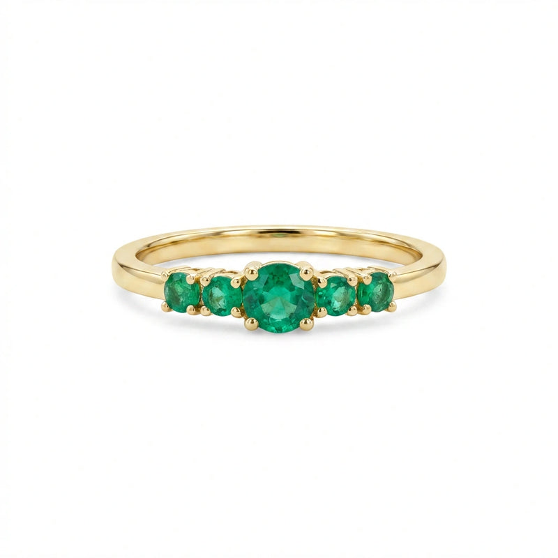 Bague cinq pierres émeraude en chute