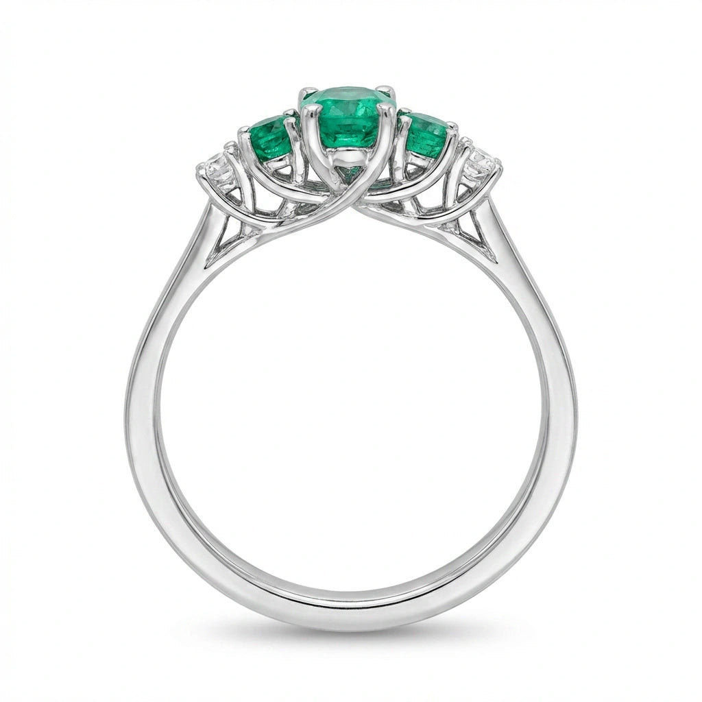 Symphony of Emeralds and Diamonds Ring